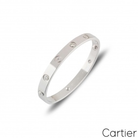 Cartier White Gold Half Diamond Love Bangle Size 16 B6035816 Cartier White Gold Half Diamond Love Bangle Size 16 B6035816